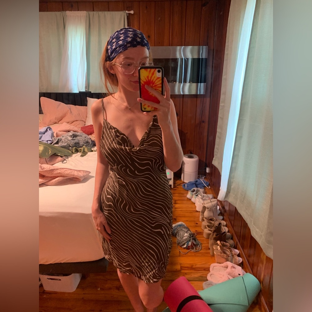 Charlie Holiday Brown and White Zebra Slip Dress